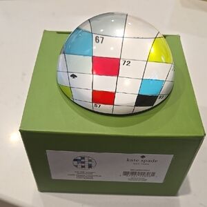 New in box KATE SPADE Paperweight Say the Word crossword Grid Paper weight Lenox